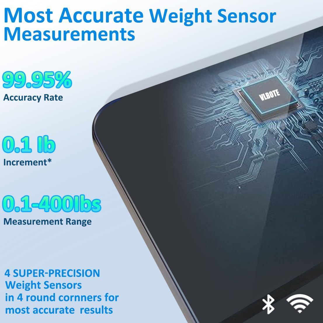 DEKABR Bilancia intelligente WiFi per peso corporeo e percentuale di grasso, bilancia digitale da bagno più accurata con display TFT più grande, 24 analizzatori di composizione corporea, monitor di