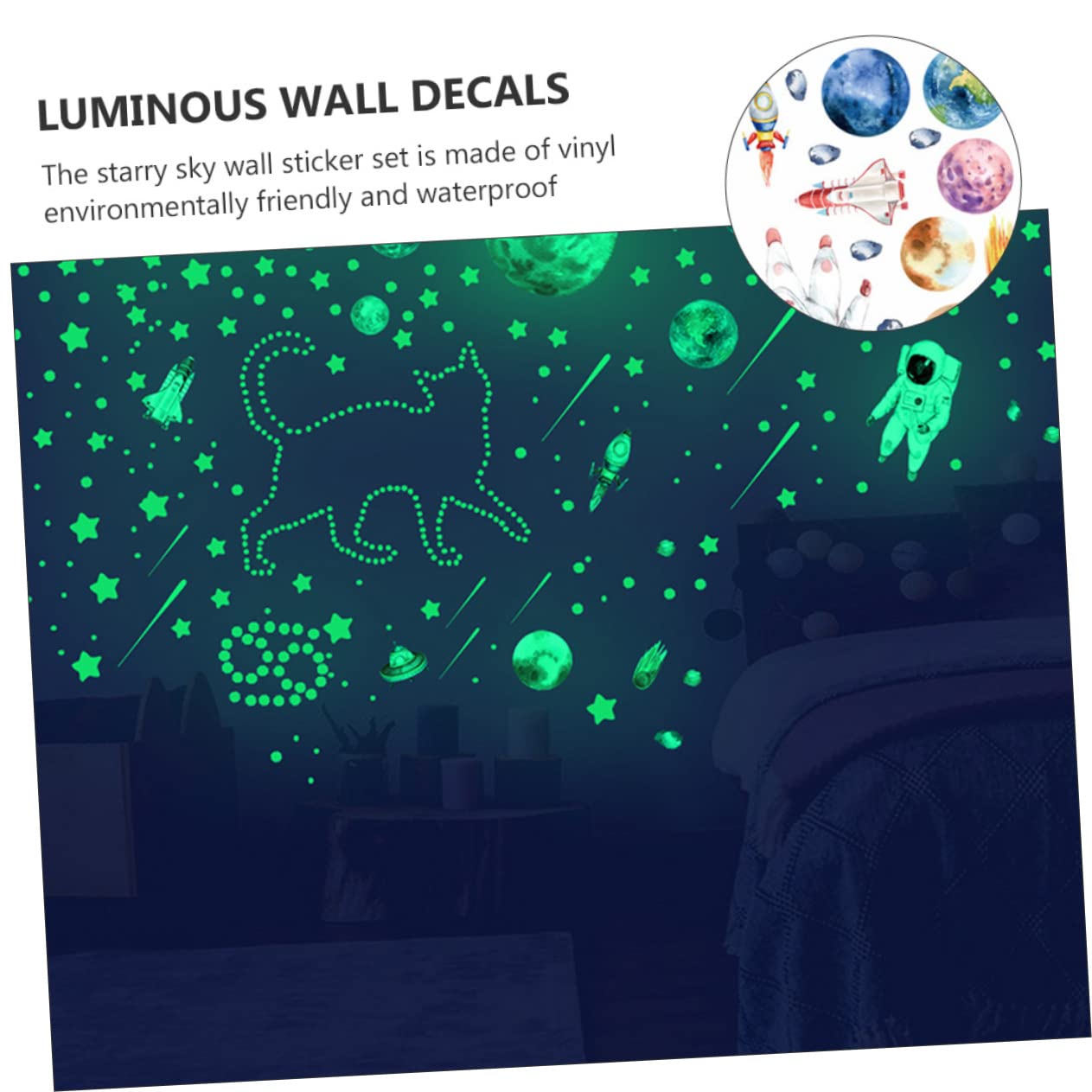 Toyvian 12blätter Glow in The Dark Wandaufkleber Wandtattoos Für Kinderzimmer Teiliges Wasserfest Für Und Deckenverzierung Nachtlicht Für Schlafzimmer Und Spielzimmer