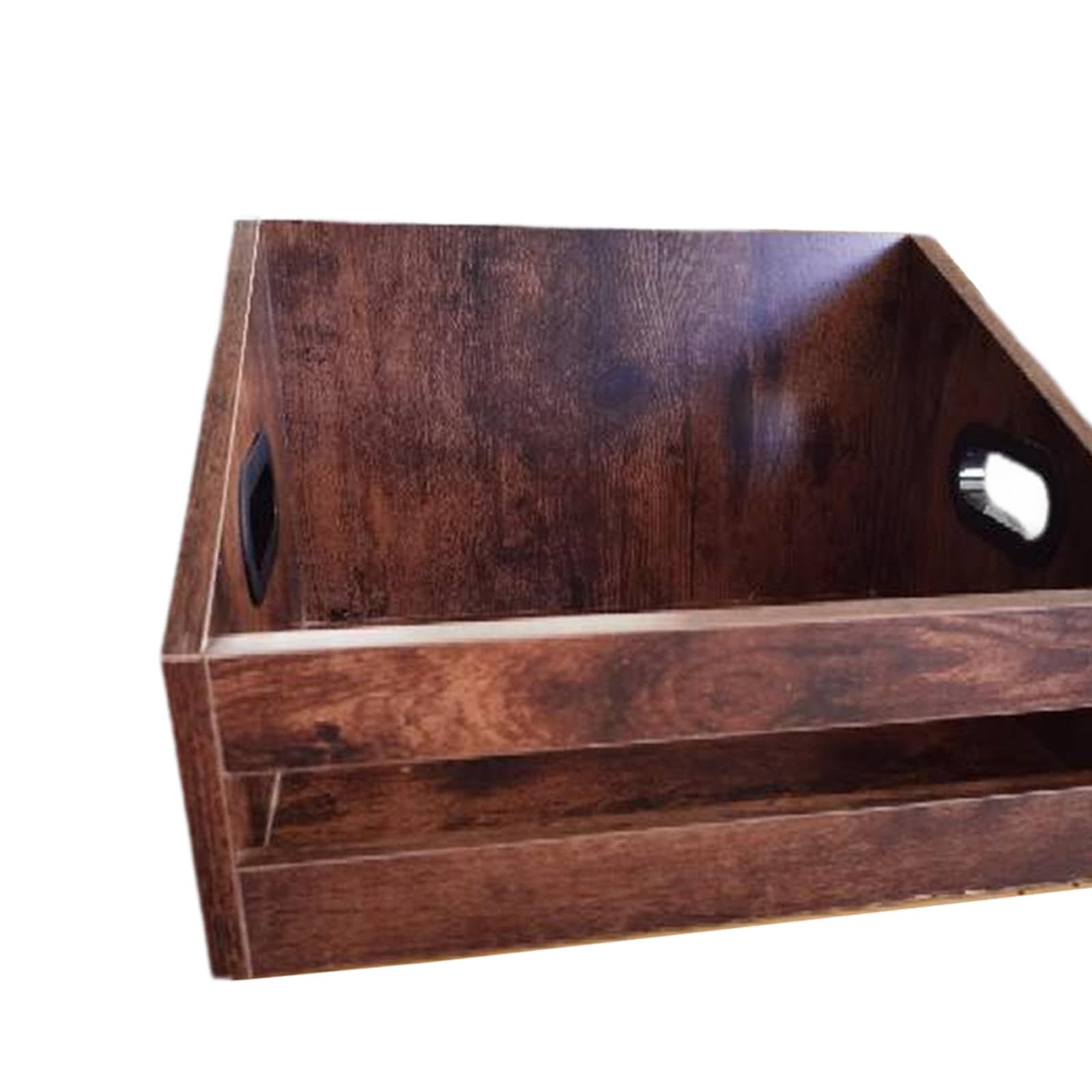 Boîte de rangement en bois pour disques vinyles et CD 35,5 x 30 x 22 cm