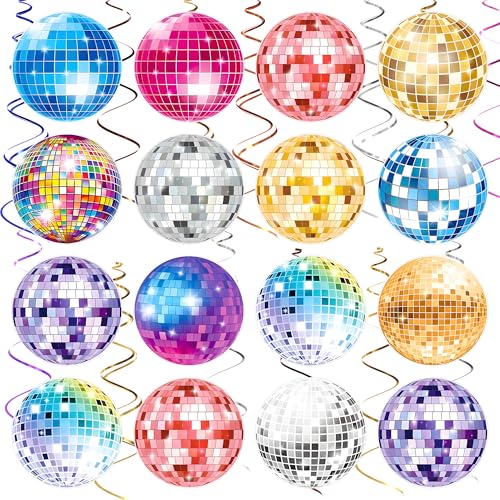 Image of Disco Party Decorations, Kaluofan 39PCS Disco Ball Party Decorations, 70s Decor Disco Ball Decor Ceiling Decorations Hanging, Dance Party Decorations for 70s 80s Birthday Retro Disco Garland Party