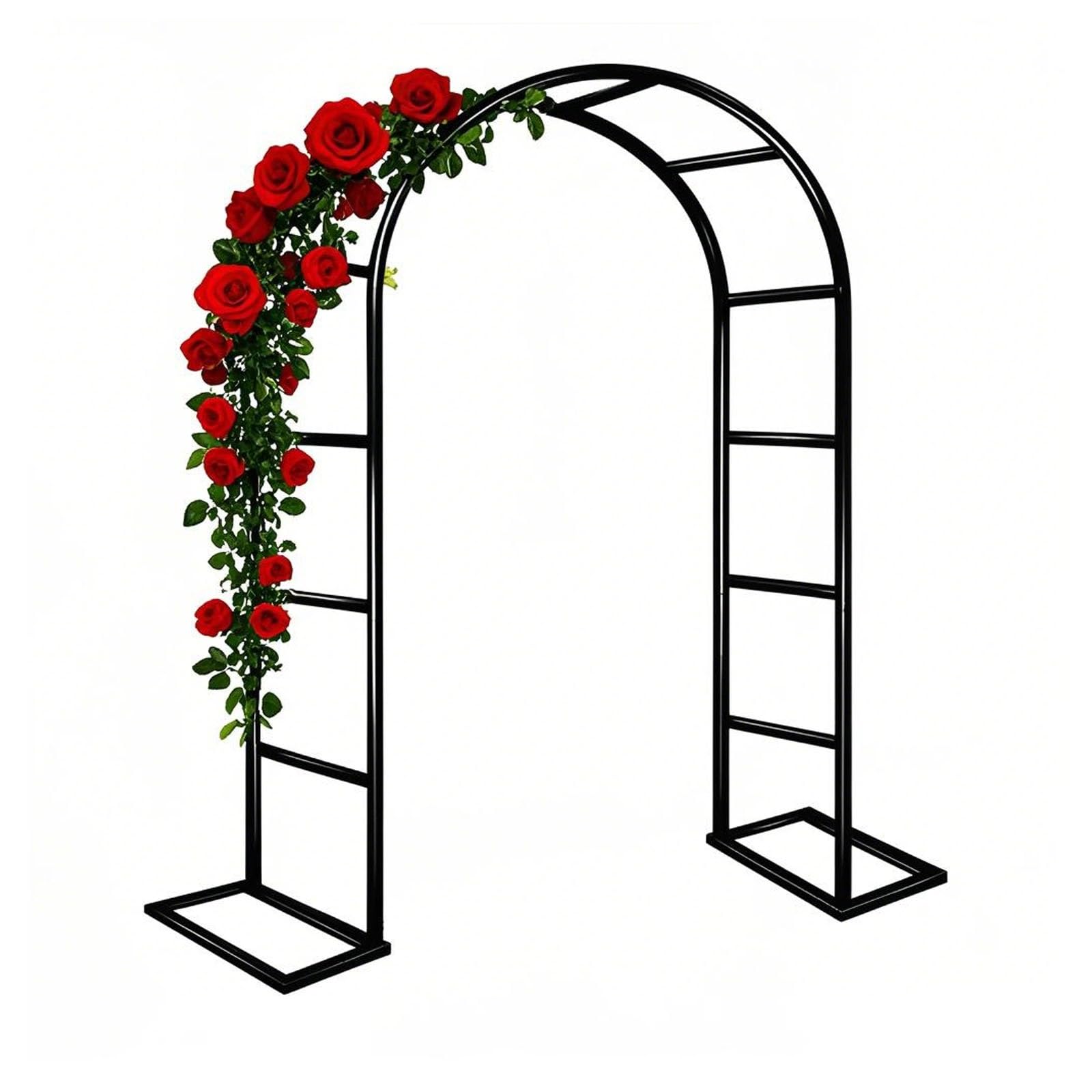 Arco da giardino in metallo 1,4 3,0 m, robusto supporto per piante rampicanti con base per rose, decorazione per matrimoni (nero, B0,8 x 2,0 m)