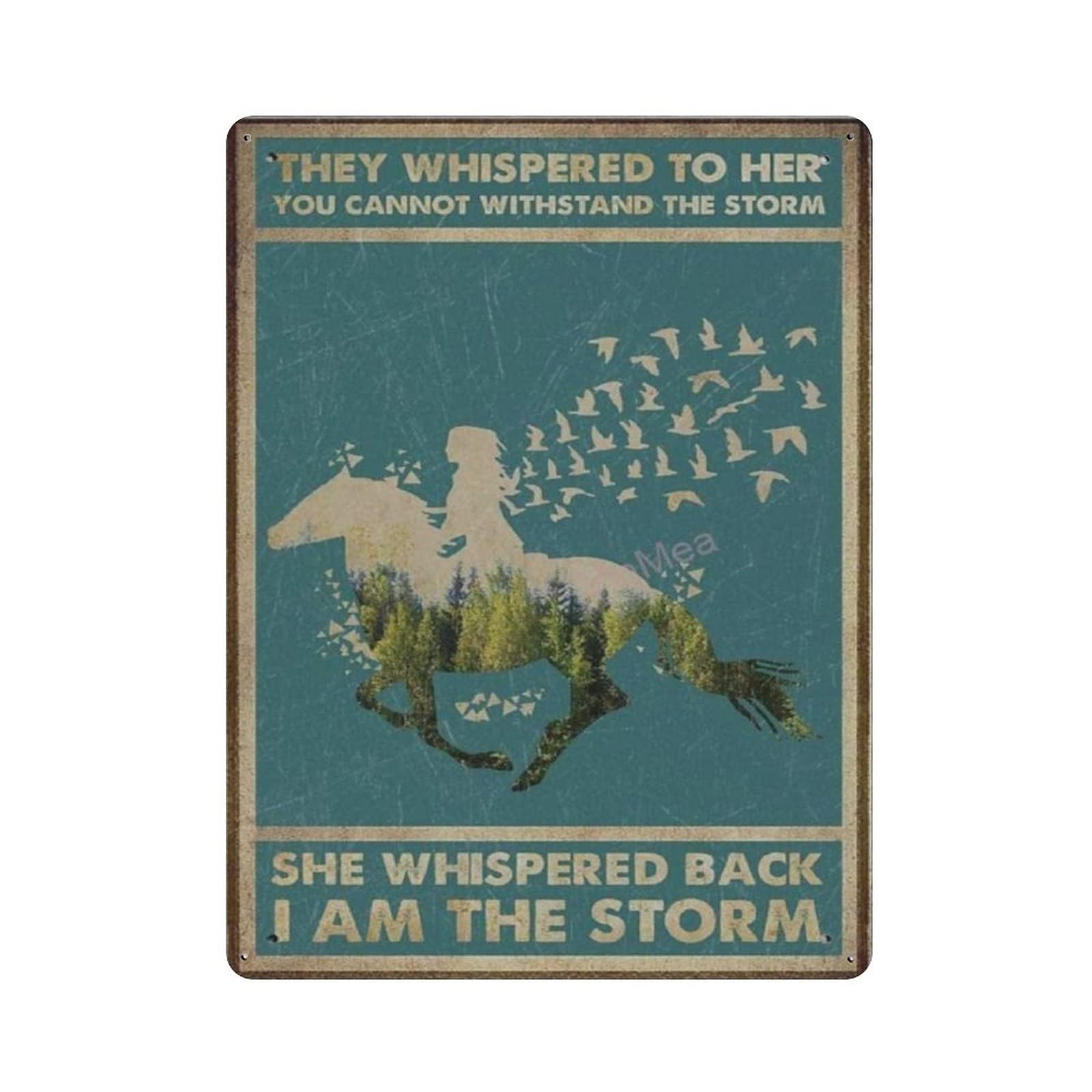 AOOEDM They Whispered to Her You Cannot Withstand The Storm Metal Sign for Home Coffee Garage Wall Decor Vintage Poster Bar Signs for Home Bar Retro Metal Tin Sign