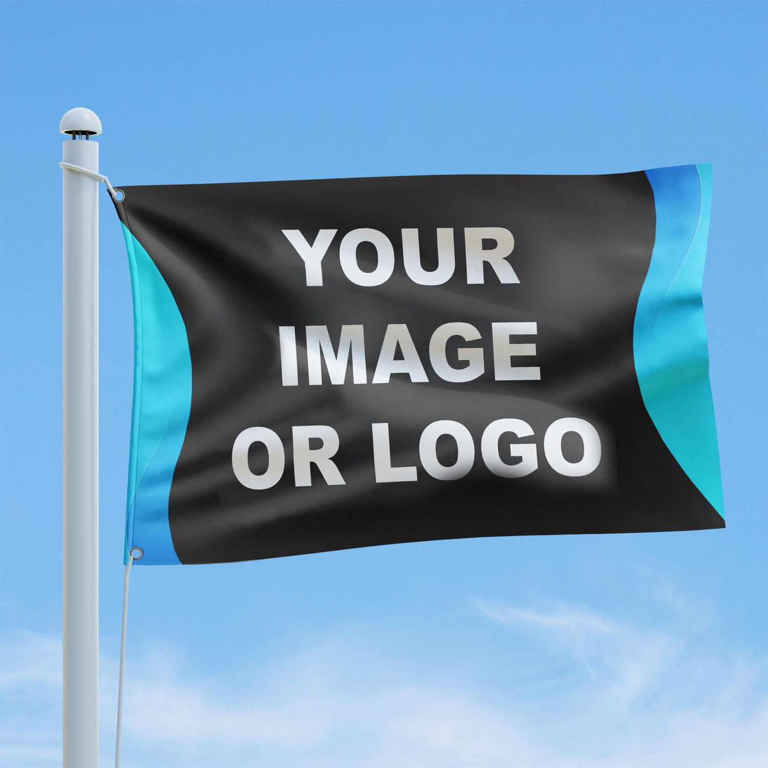Personalizowana flaga do samodzielnego zaprojektowania z własnym zdjęciem/logo/tekstem/obrazem | Flaga odporna na warunki atmosferyczne i wytrzymała | 4 rozmiary do wyboru | 2 opcje montażu |