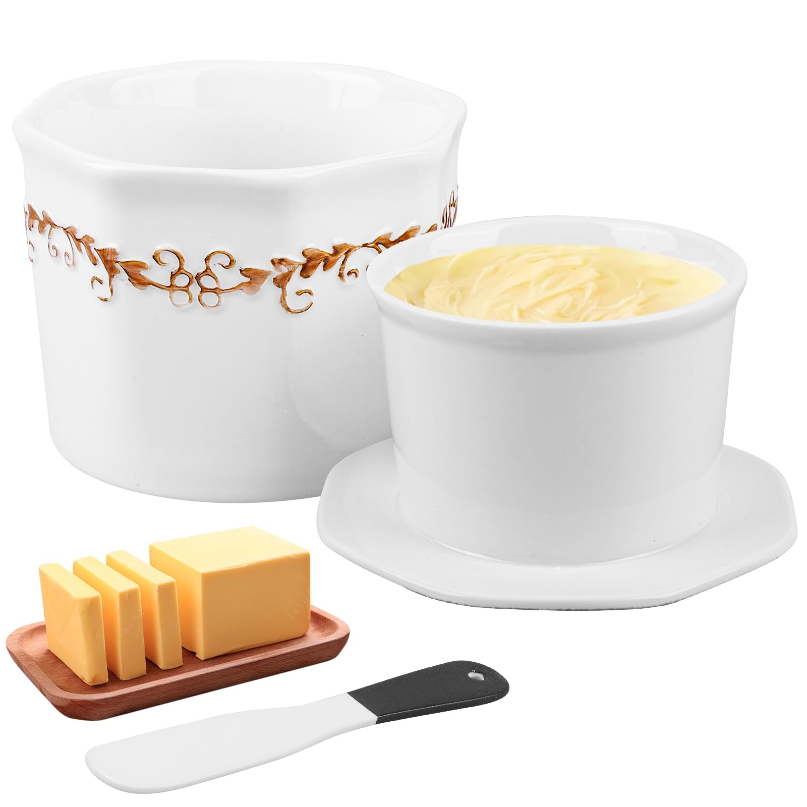 Beurrier En Porcelaine Avec Couvercle Et Poignée - Résistant Chaleur Et Froid