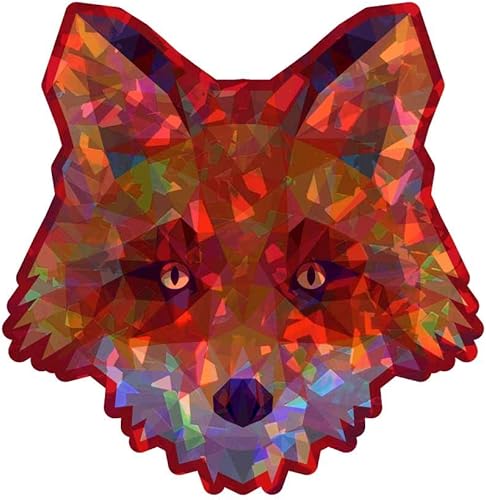 Calcomanía de vinilo holográfico retro geométrico de baja poli  6 pulgadas, vinilo holográfico retro a todo color para uso en interiores o