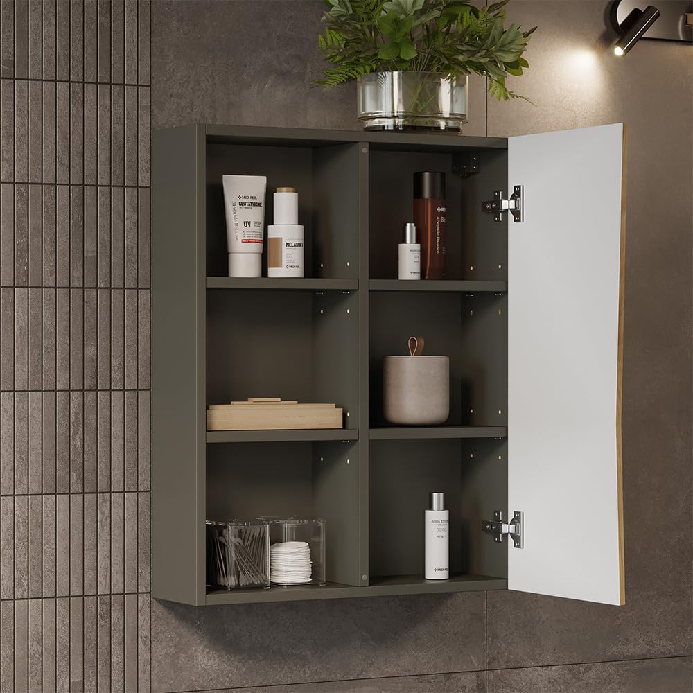 Vicco Armario de baño Willow, Artesano, 56 x 70 cm con 3 Compartimentos Abiertos, Apto para Montaje en Pared y para Diferentes tamaños de baño