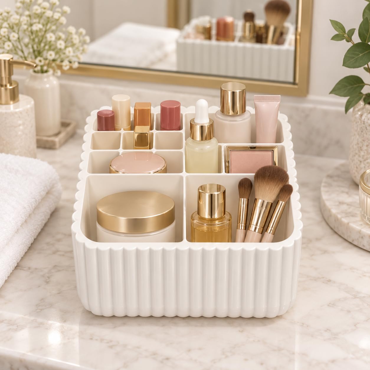 Bellatonni Organizador de Maquillaje Blanco 13 Compartimentos