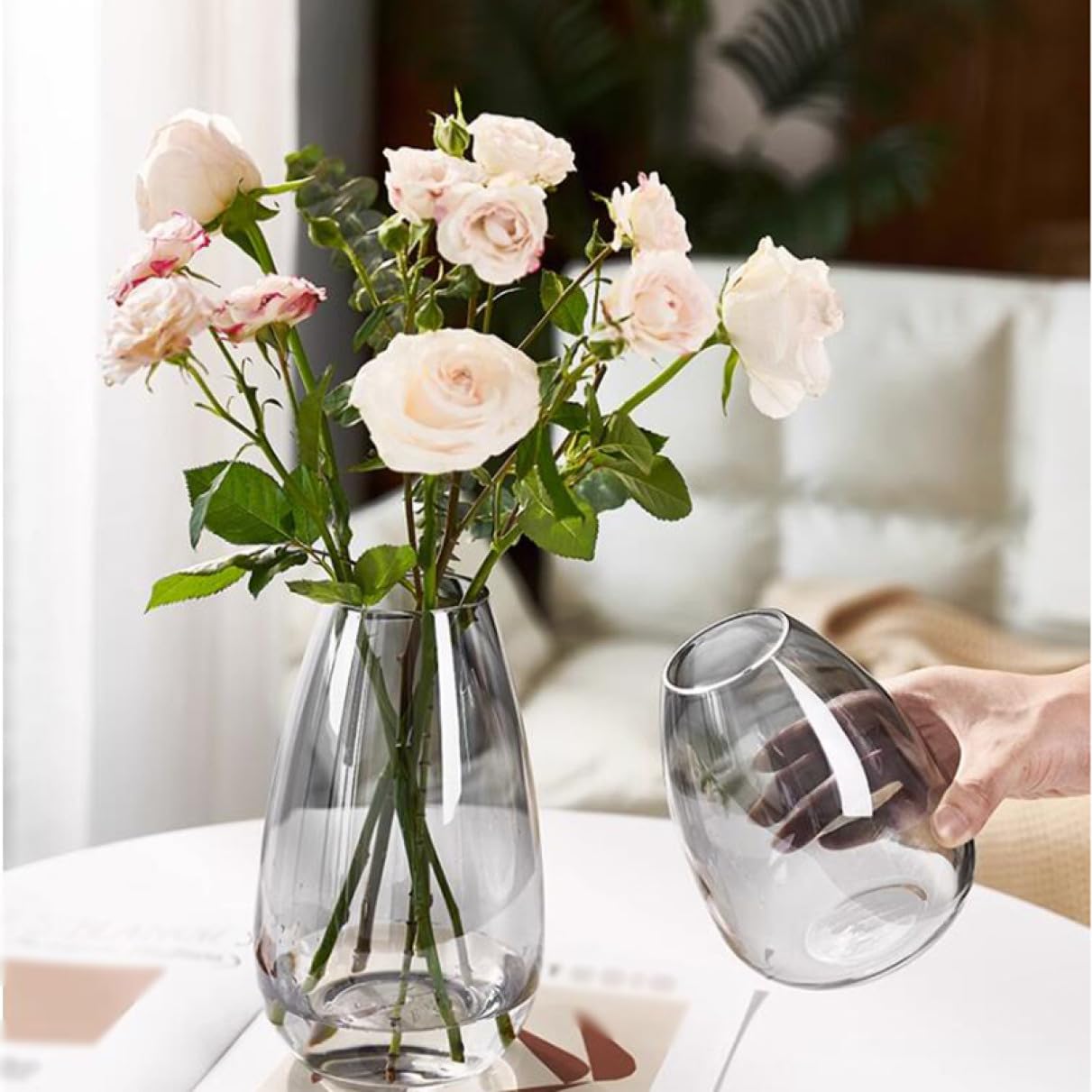 Amazon.co.jp: YJFFQ フラワーベース ベース 花瓶 クリア 透明 花びん