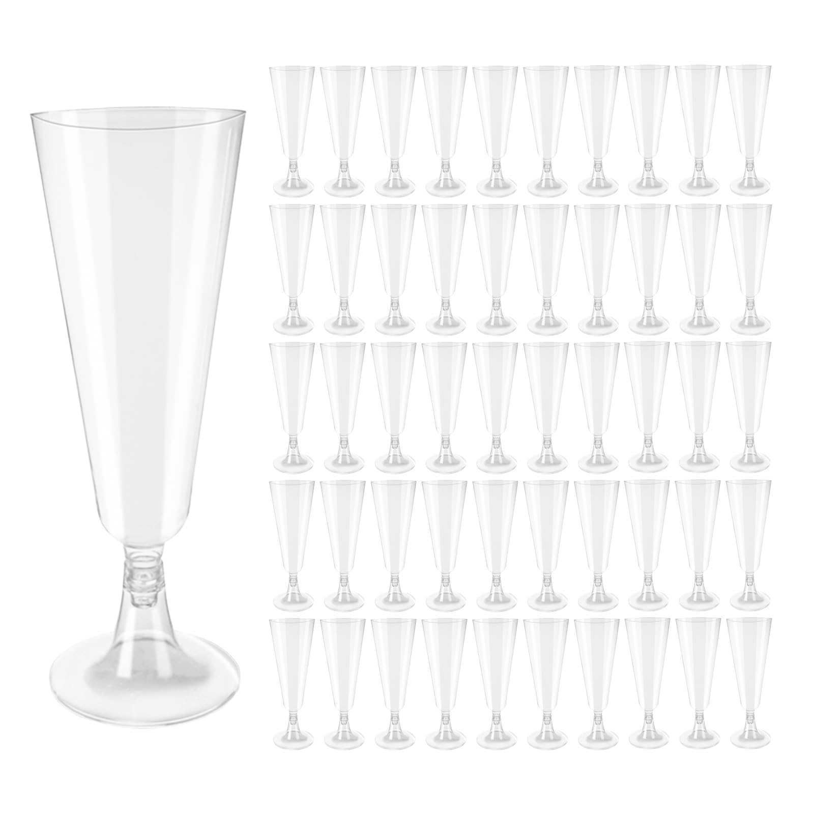 50 Pcs Copas de Champán de Plástico 150ml,Flautas Champagne Transparentes para Bodas Fiestas/Cumpleaños/Postres
