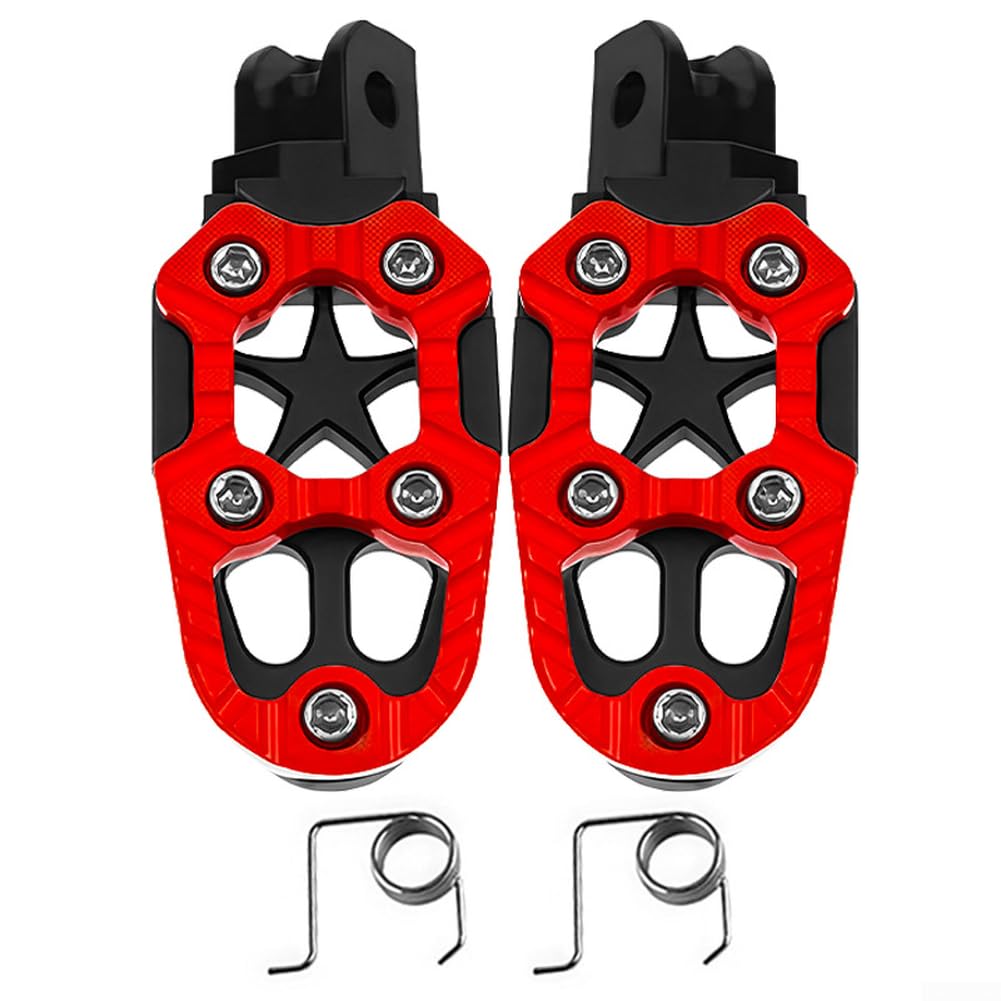 Glomc Electric Bike Foot Pegs CNC Aluminum Non-Slip Rests for Ebike for mini for Moto Pocket Bike Stunt Riding 4.6cm(Red)