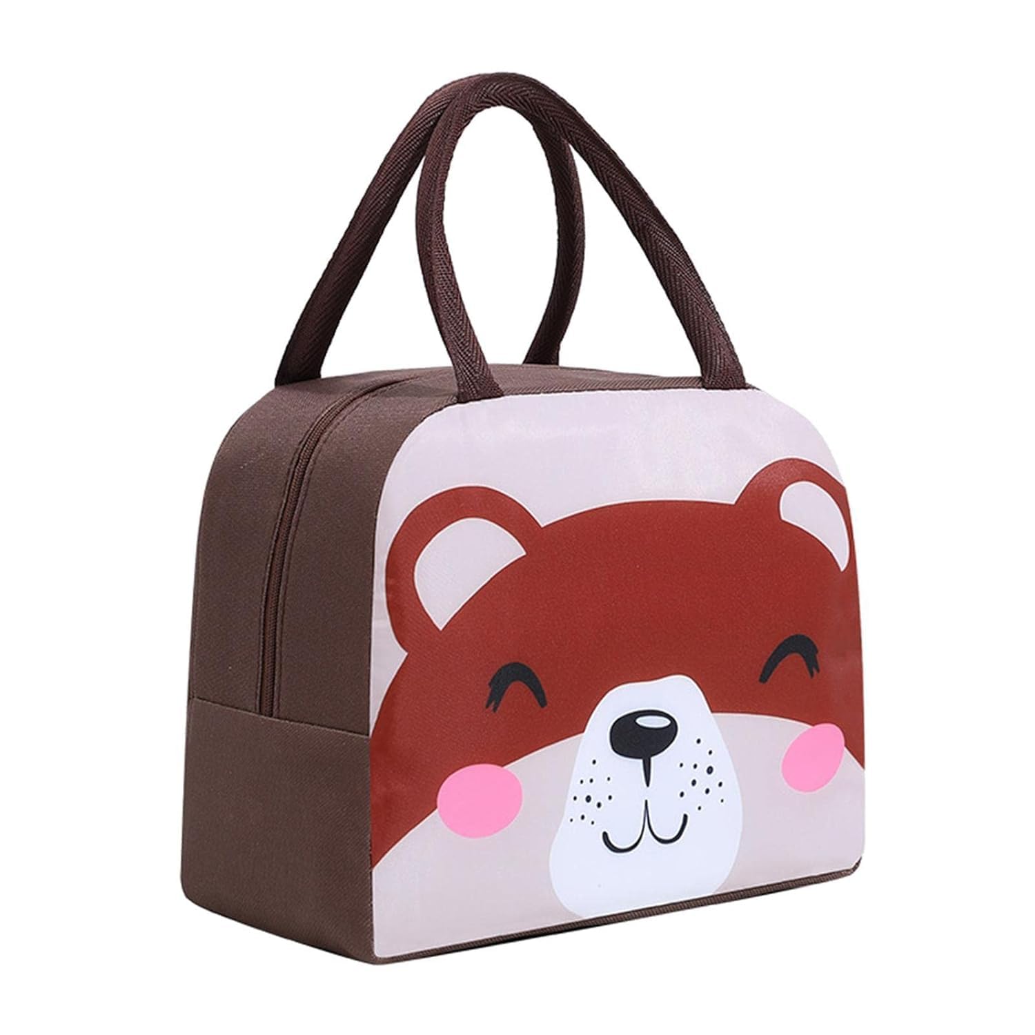 PAUL SONS Kids Insulated Lunch Bag, Brown Teddy Design, Cute Cartoon Character-Simple-P (Brown)-image-4
