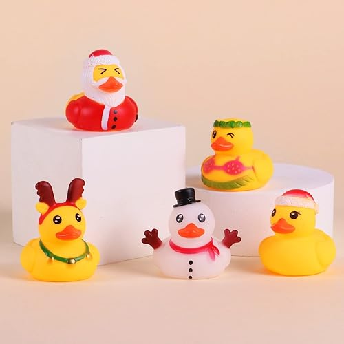 Miniatura 5 de Calendario de cuenta regresiva de pato bebé amarillo 2023, 24 días, Carttoon lindo calendario de adviento de pato de goma, figuras divertidas de