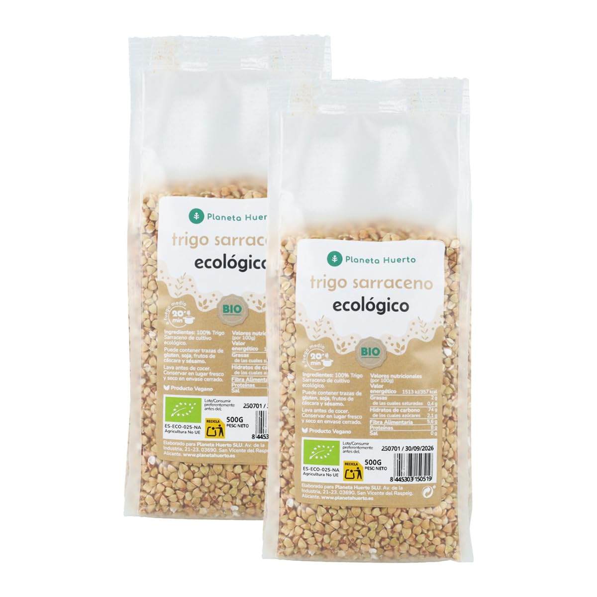 PLANETA HUERTO | Trigo Sarraceno Ecológico 2,5kg, Pseudocereal Sin Gluten Rico en Proteína Completa, Fibra, Antioxidantes y Minerales - Trigo Sarraceno Ideal para Ensaladas, Yogures — view 5