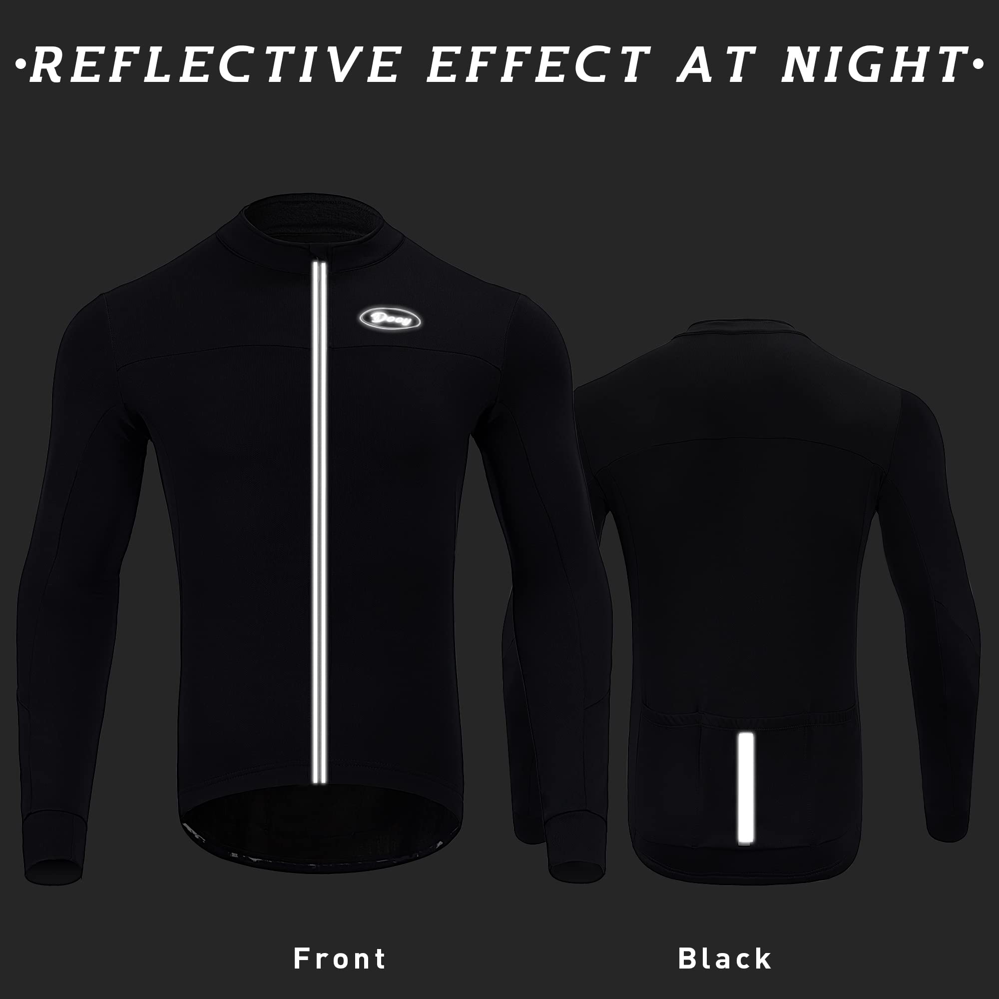 Dooy - Maglia termica da uomo, a maniche lunghe, traspirante, con cerniera e tasche posteriori (nero, 4XL)