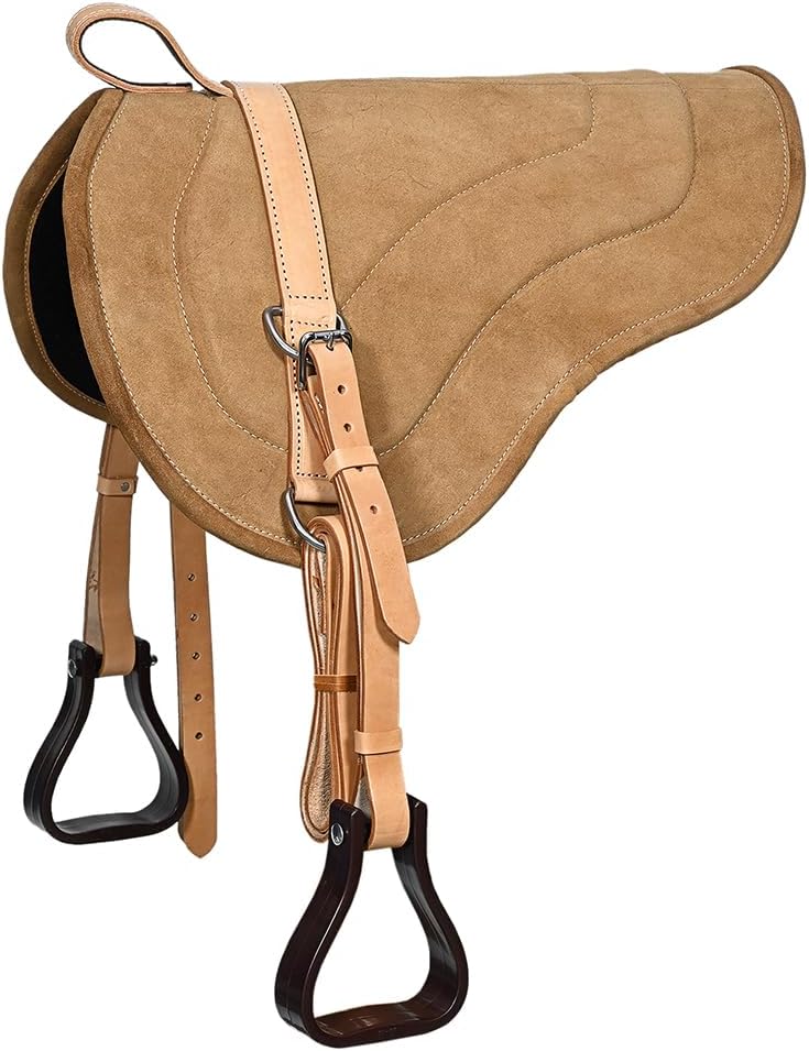 HILASON Natural Horsemanship Leather Bareback Western Treeless Saddle Pad | Western Saddle Pads | Baretek Bareback Riding Pad | Baretek Bareback Pad for Horses | Baretek Bareback Pad