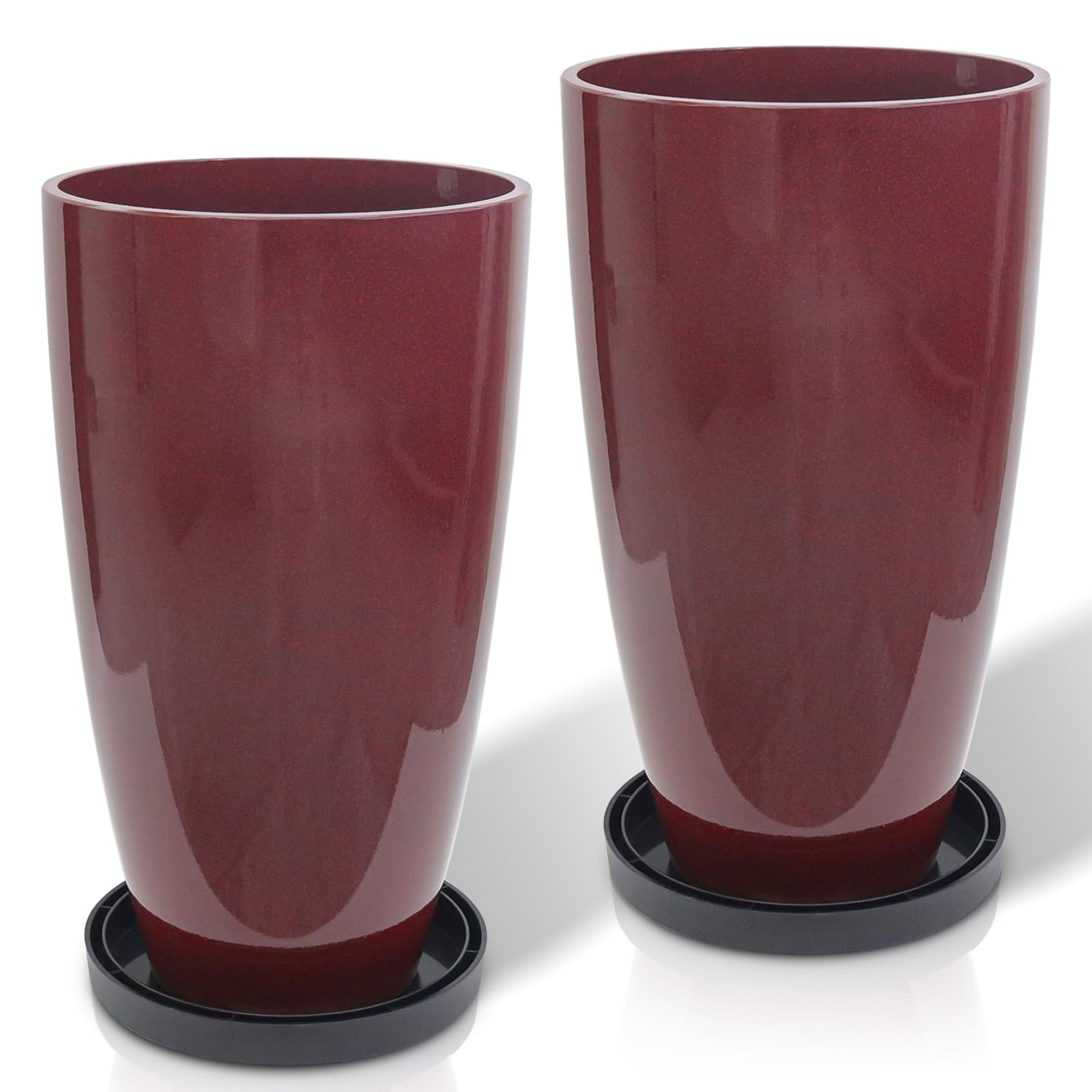 Pots de fleurs ronds ZMTECH haut de 53 cm : l'éclat de la finition brillante rouge vin