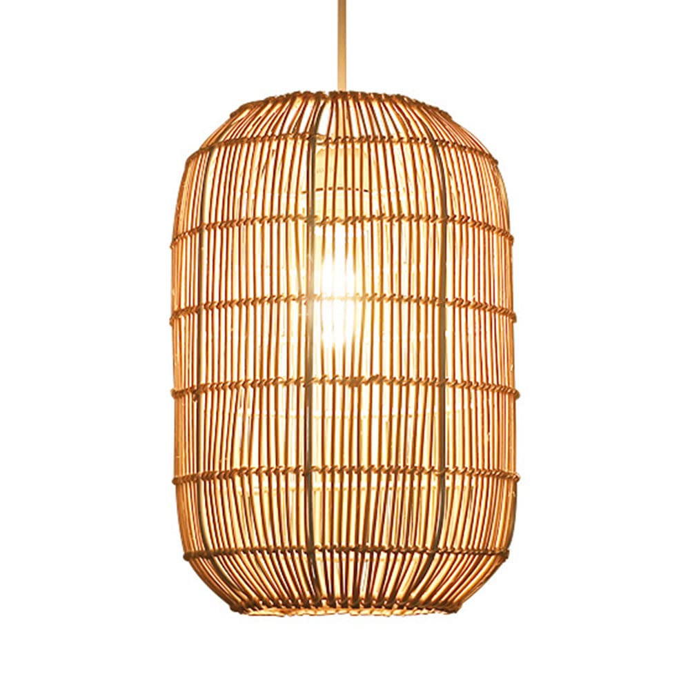 LYMSXAZOU Elegant Chandelier Rattan Art Bedroom Pendant Light Nordic Weaving Lamp Shade Ceiling Lighting Weave Wicker Hanging Fixtures for Kitchen Living Room Dining