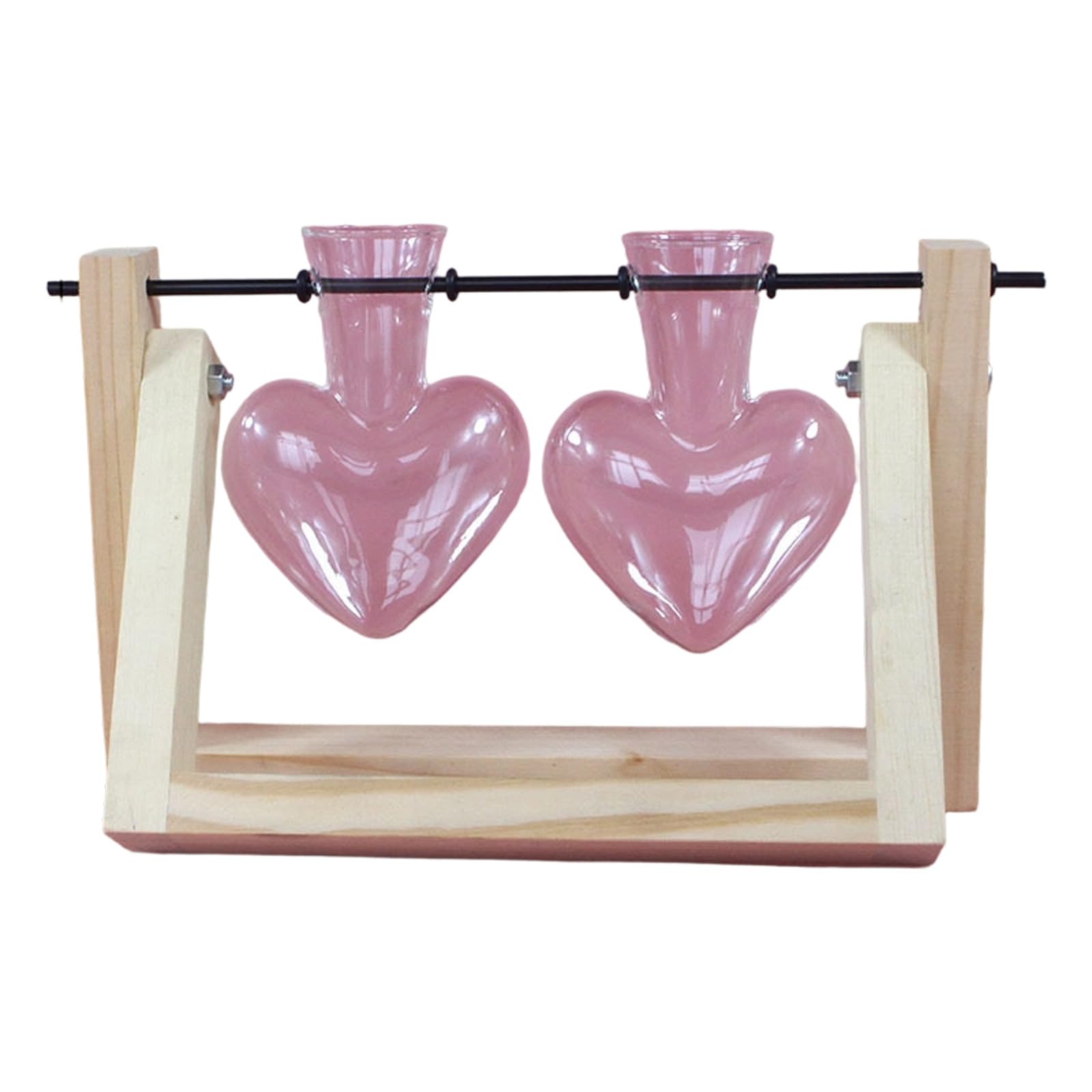 Shape Glass Vase with Wooden Stand Plant Terrarium Propagation Station for Home Decors Hydroponics Plant Display Hydroponic Planter Vase