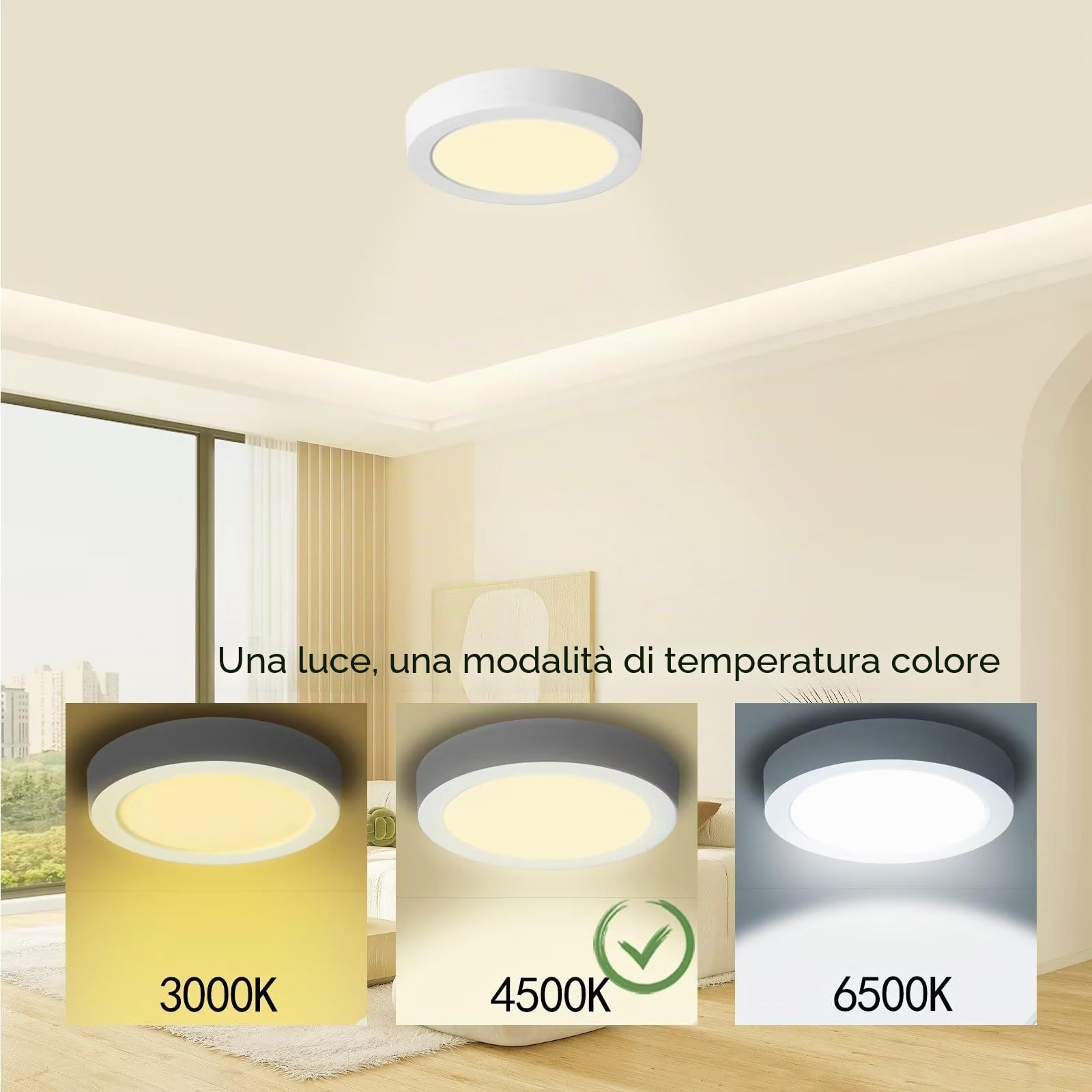 Yexati 6 Pezzi Plafonieraiera LED Soffitto 15W 1800LM, Plafoniera Superficie LED 4500K Bianco Neutro, Driver Incluso. IP44 Angolo 120 para Dormitorio Cocina Salon Baño Comedor 170 * 28Hmm