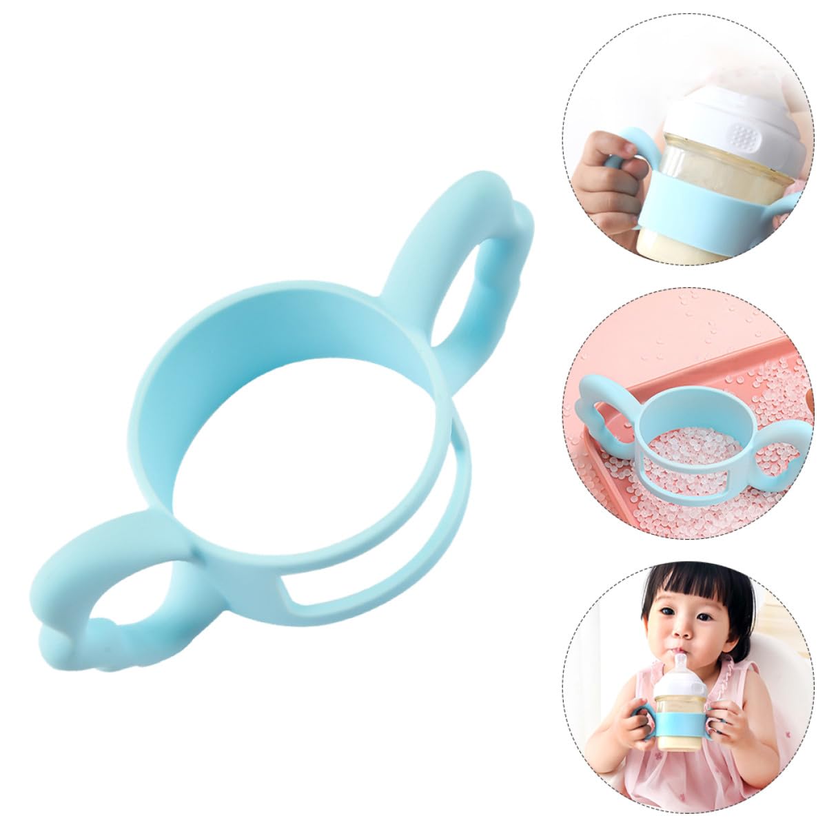 Silicone Bottle Handle for Feeding Ergonomic Anti-Slip Grip Feeder Handle Comfortable Touch Easy to Install and Clean Milk Bottle Accessory for Independent Drinking