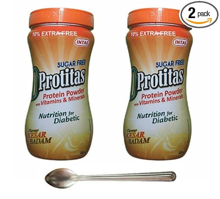Intas D PROTITAS | Diabetic Protein Supplement | Kesar Badam - 220gms-(Pack of 2)