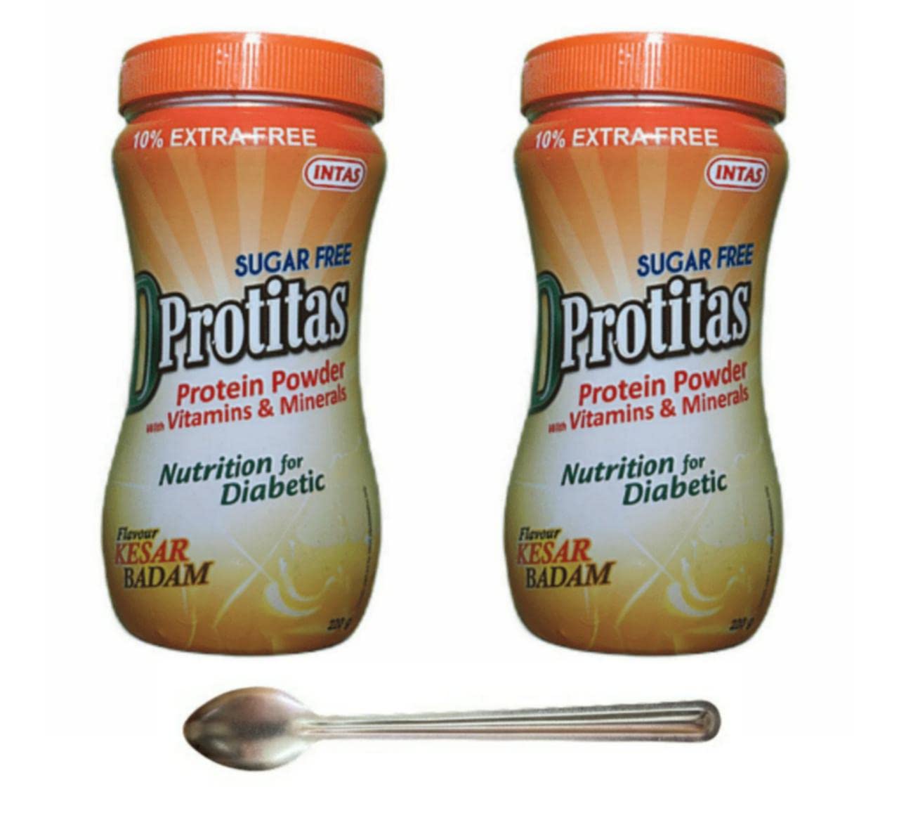 Intas D PROTITAS | Diabetic Protein Supplement | Kesar Badam - 220gms-(Pack of 2)