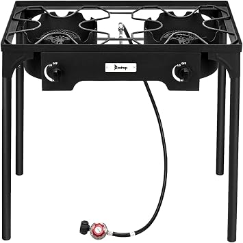 gt2-LC Outdoor Camp Stove High Pressure Propane Gas Cooker Portable Cast Iron Patio Cooking Burner Double Burner