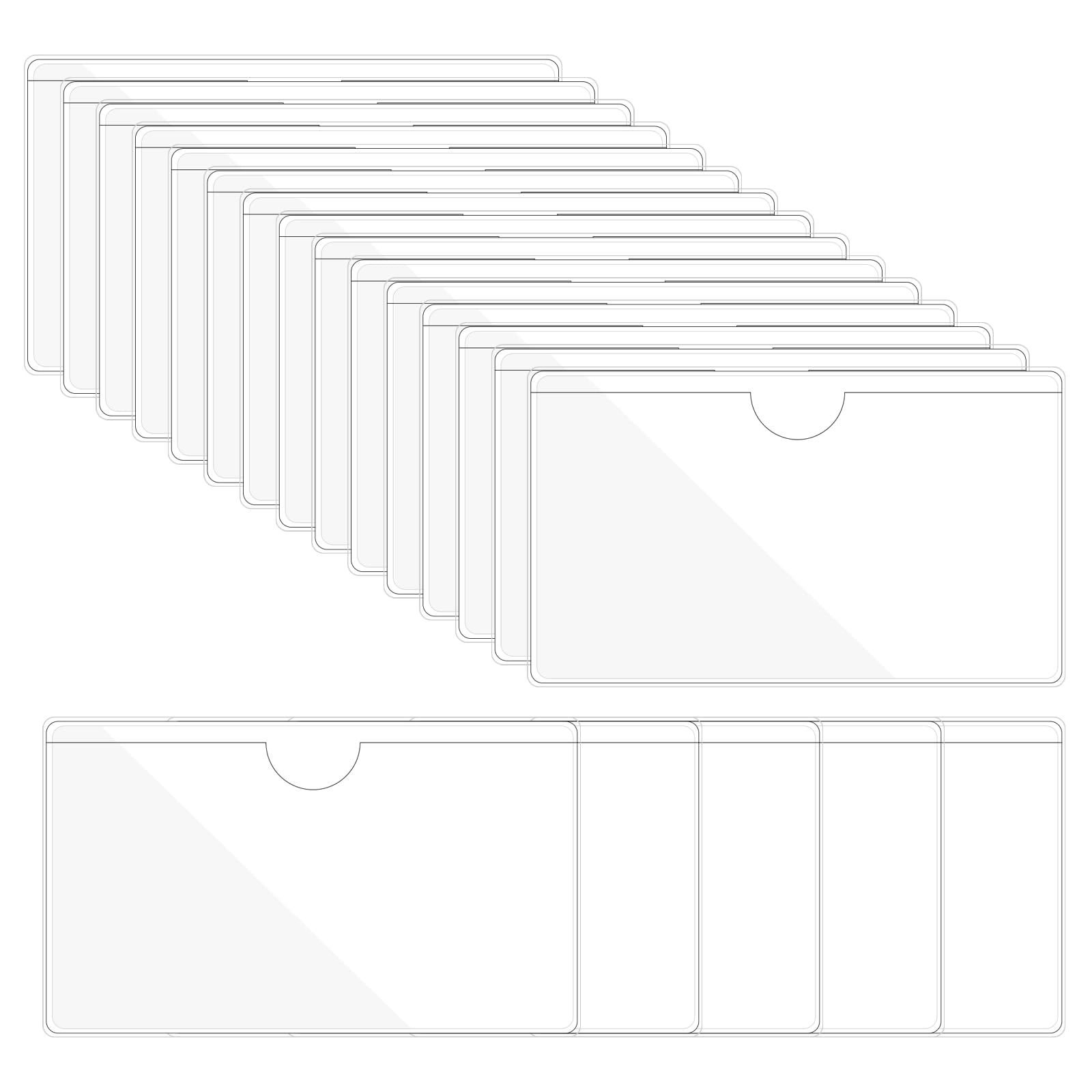 PATIKIL 2.4" x 4" Self Adhesive Index Card Pockets, 20 Pack Plastic Label Holder with Top Open Sticky Pocket Sleeves for Business Cards Note Cards, Clear
