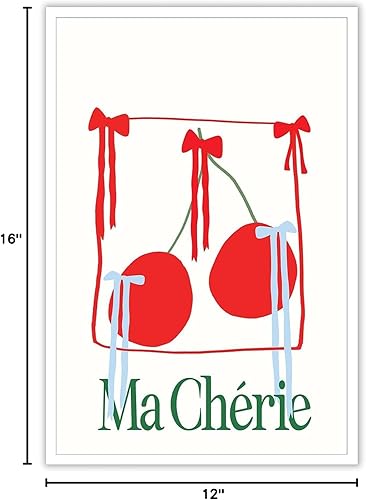 Miniatura 8 de HQPCNGZ Pósteres de moda de Ma Cherie de los años 70, diseño retro de cinta roja, lazos de cereza, arte abstracto minimalista para sala de frutas,