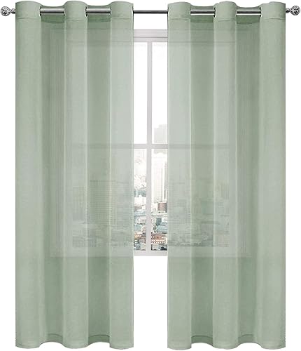 Miniatura 9 de DWCN Cortinas semitraslúcidas, cortinas con ojales en la parte superior para dormitorio, sala de estar, aspecto de lino sintético, cortinas
