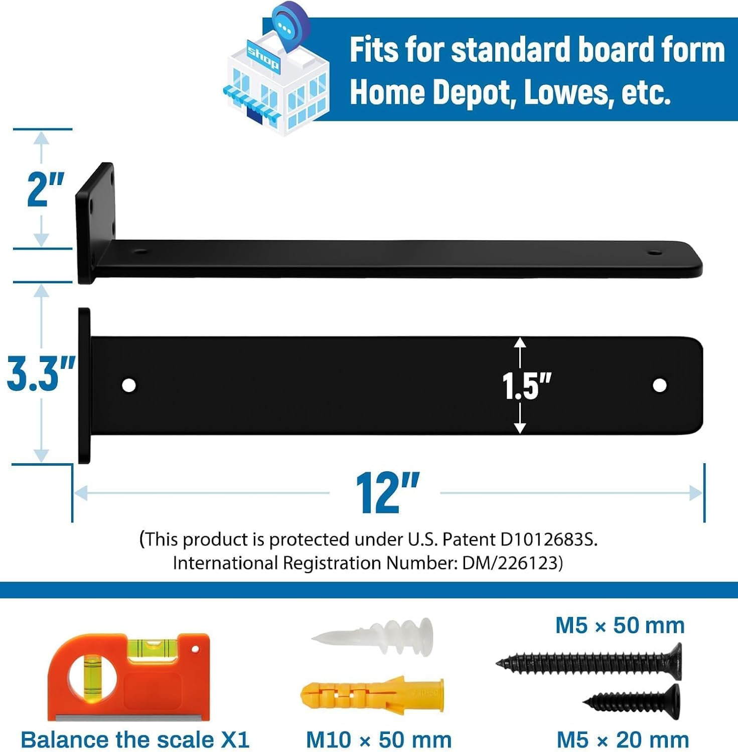 LEOPO 12 inch 12 Pack Floating Shelf Brackets, 1/5" Thick Hidden L Bracket image 2