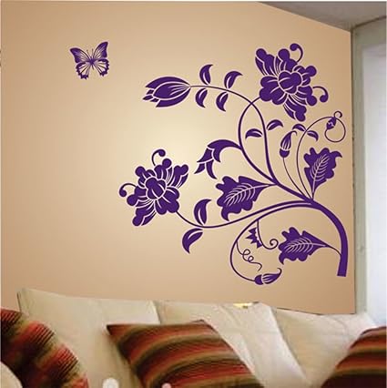 Decals Design 'Vine Flower' Wall Sticker (PVC Vinyl, 50 cm x 70 cm, Purple)