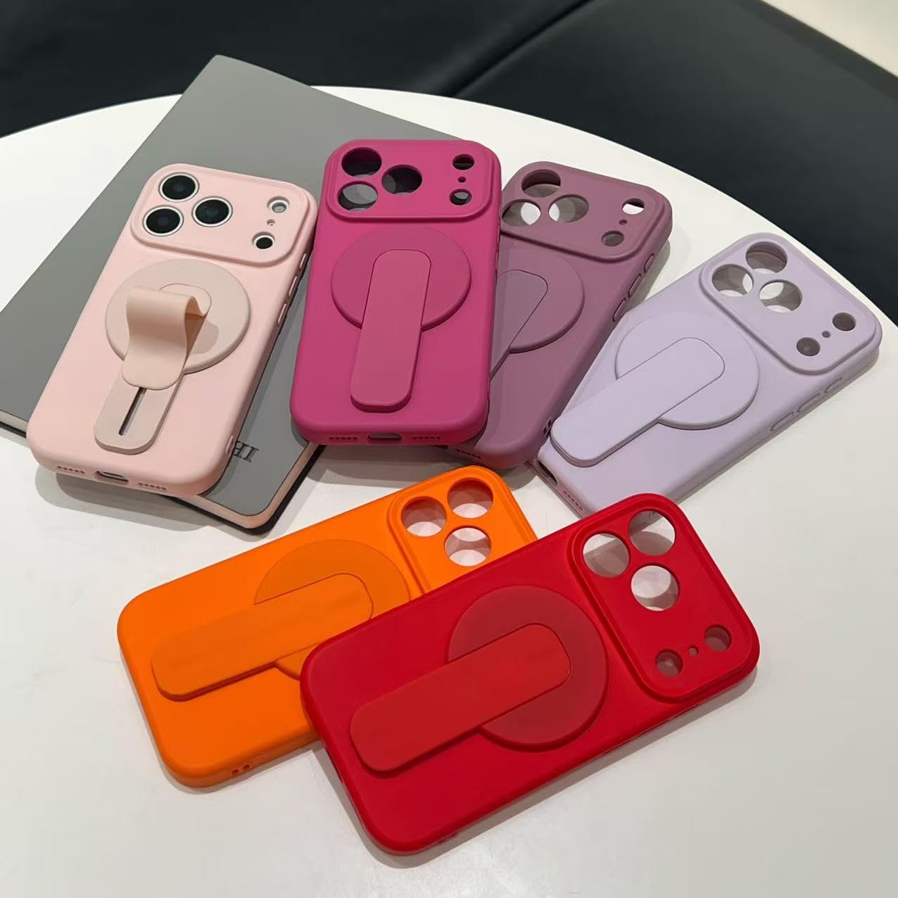Custodia con supporto in silicone liquido per iPhone 17 Air 16 Plus 15 14 13 12 Pro Max 16e con cover posteriore morbida magnetica (per iPhone 17 Pro Max/Rosa)