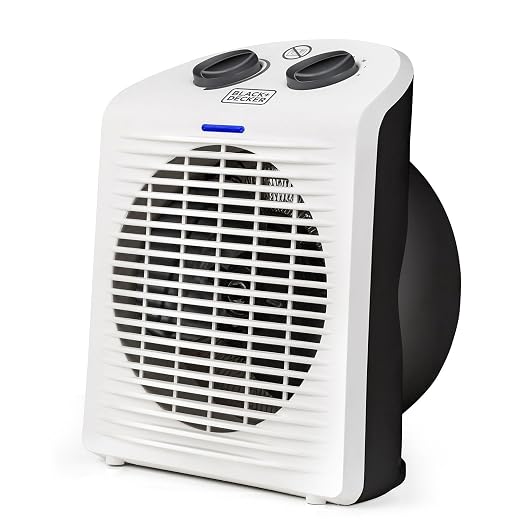 BLACK+DECKER BXSH2000E - Radiateur soufflant 2000W, 2 puissances de chauffage, Fonction ventilateur, pour salle de bain, Surf