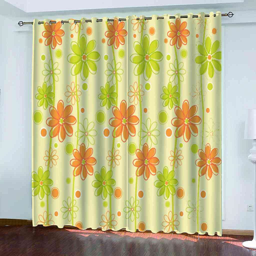Rideaux occultants 3D GXLOGAA lot de 2 fleurs jaunes 140x160 cm pour rideau à oeillets de chambre