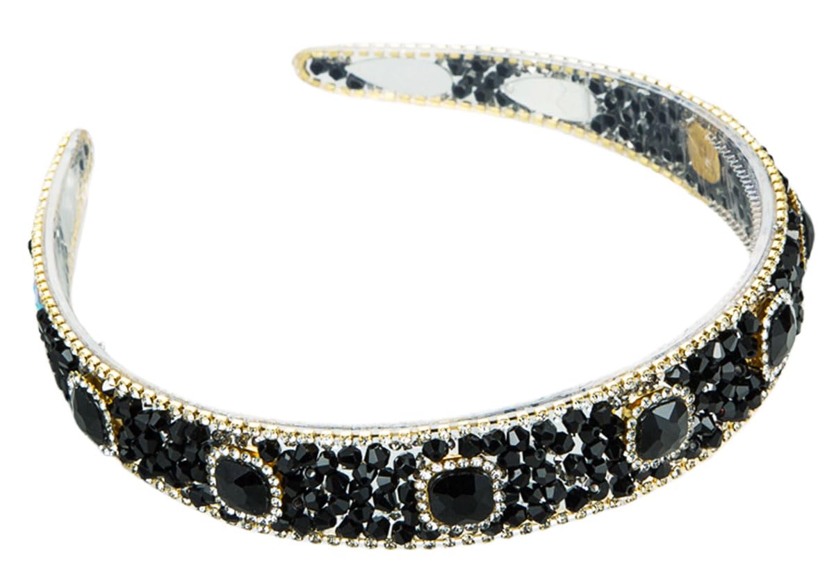 scicent Black Hairbands Women Rhinestone Headband Sparkly Crystal Head Band 16214, Black E