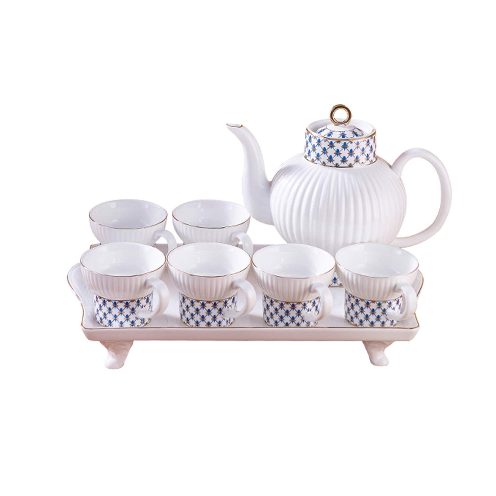 Zestaw do herbaty 8-częściowy zestaw herbaty ceramicznej odpowiedni do kawy kwiat i herbata owocowa zawiera 6 filiżanek herbaty 1 czajnik 1 taca nowoczesny luksusowy styl popołudniowy filiżanka herbat