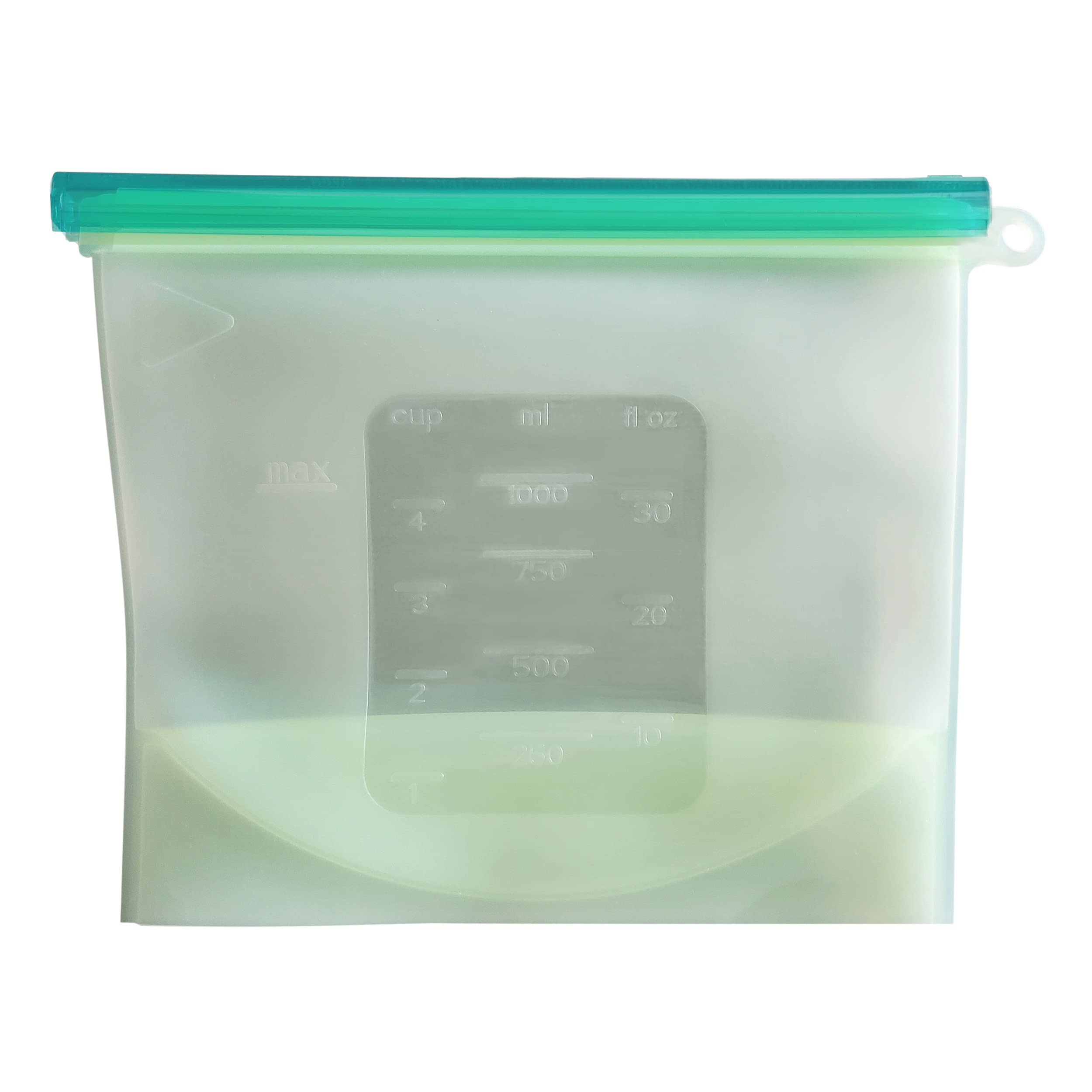 7Penn Bolsa de almacenamiento de alimentos de silicona, 1000 ml, 1 paquete lavable de 8 x 6.2 pulgadas, bolsas reutilizables verdes para bocadillos y aperitivos