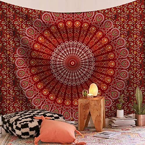 Tapisserie murale mandala en polyester grand format 150x200 cm pour décoration de salon