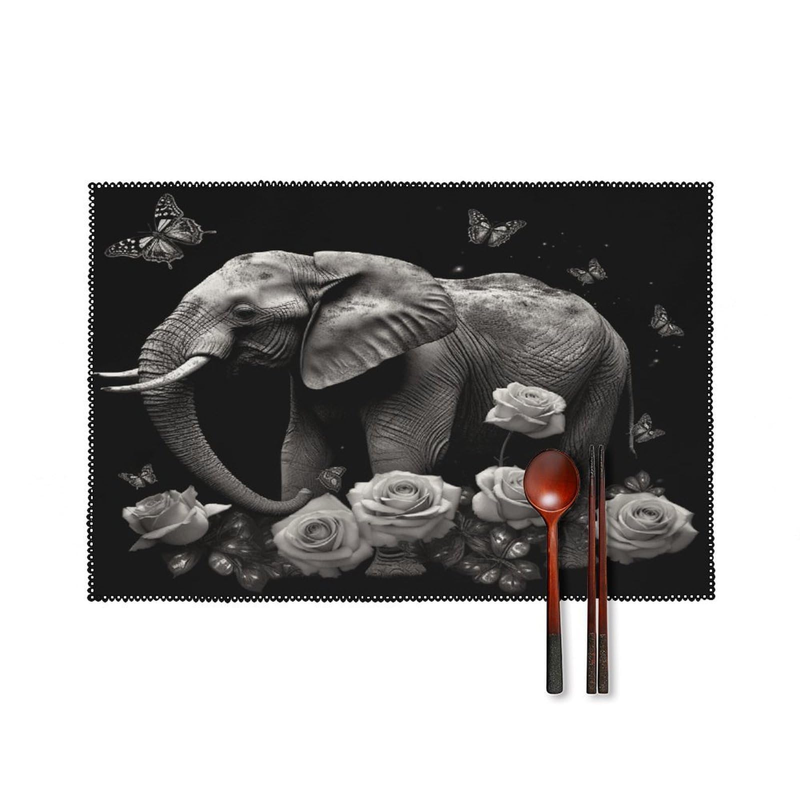 Fodpand Style Elephant And Butterfly Placemats Set Of 4 Place Mats Table Mats