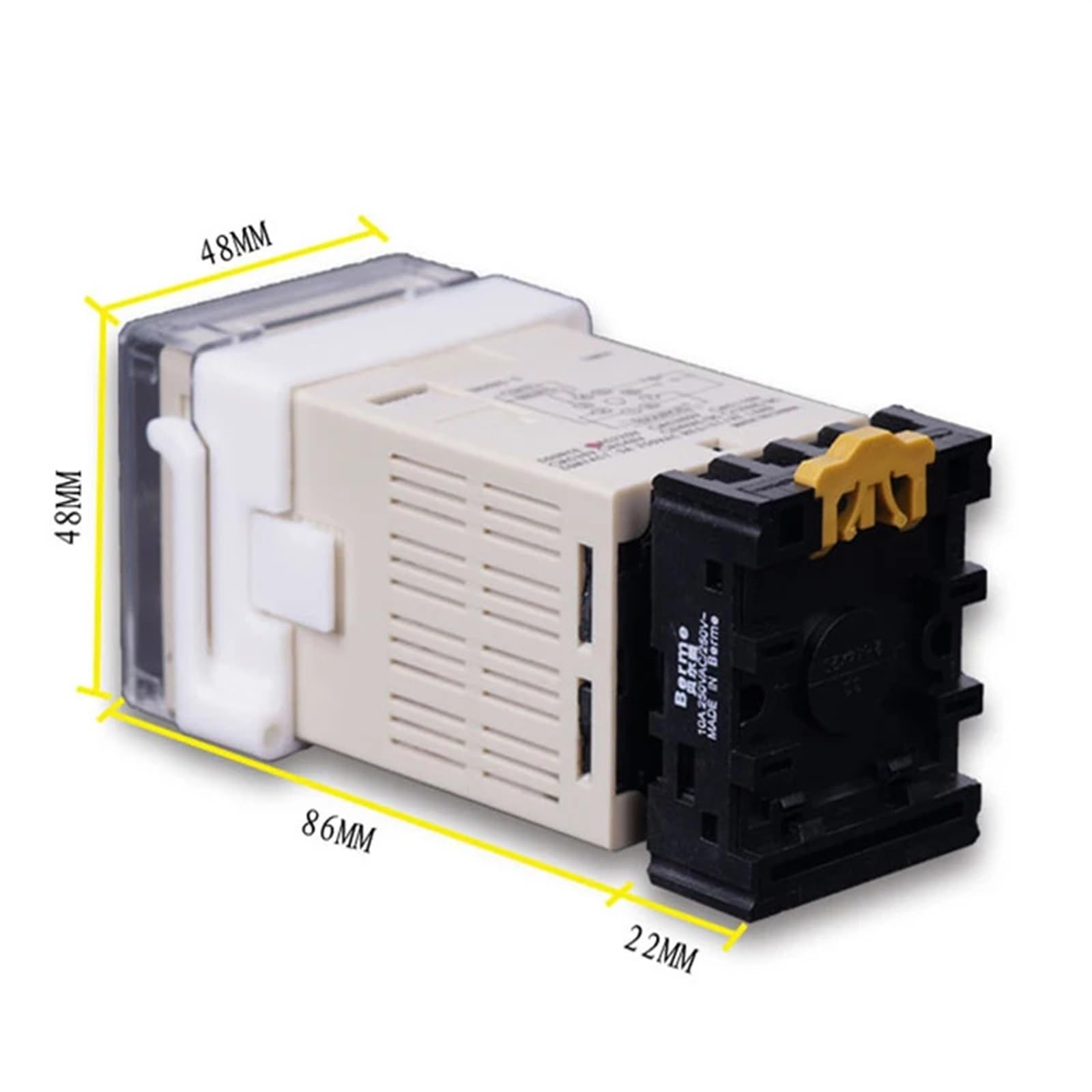 Relè temporizzato con display digitale programmabile AC/DC 24v-240v DH48S-S con controllo del ciclo, doppio relè a ritardo con presa di base(AC220V)