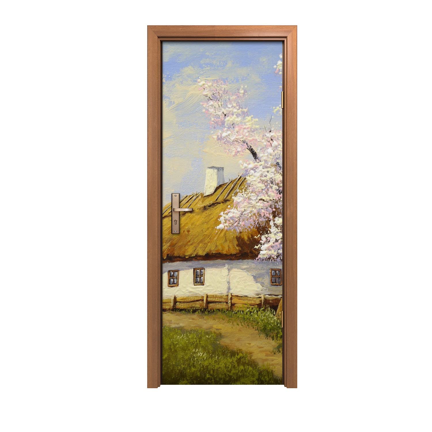 Autocollant de porte 70x200cm décoratif mural peinture de campagne Chata