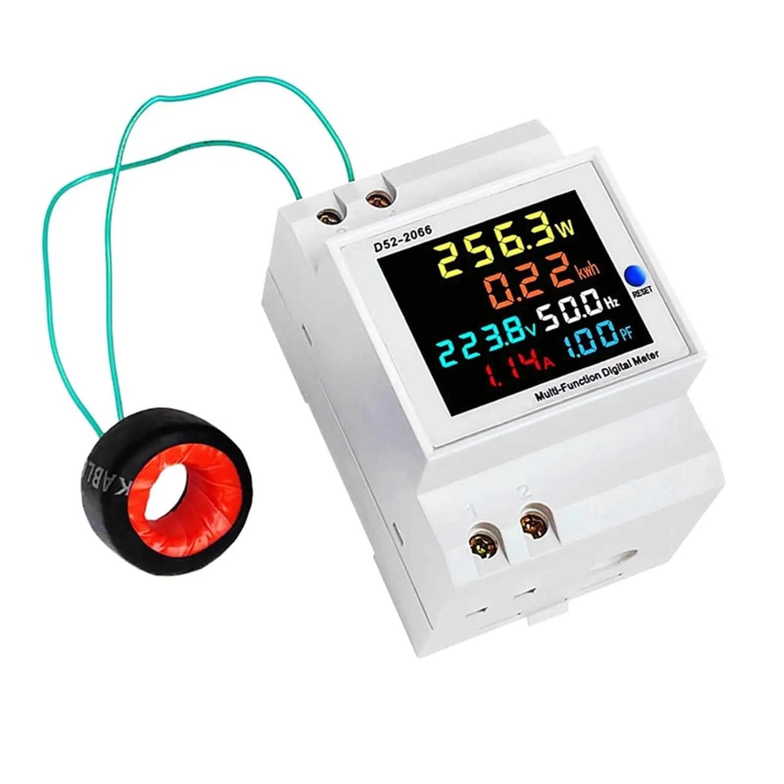 Compteur d'énergie monophasé sur rail DIN, moniteur de consommation d'électricité, voltmètre, ampèremètre, wattmètre, fréquence, AC 40-300 V, 100 A(250-450V External CT)