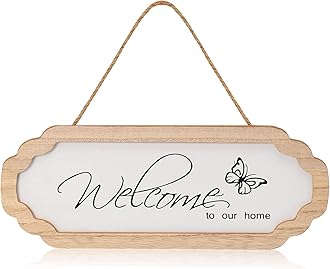 Welcome Sign for Front Door Wood Sign Decor Welcome to Our Home Wooden Door Hanger for Home Restaurant