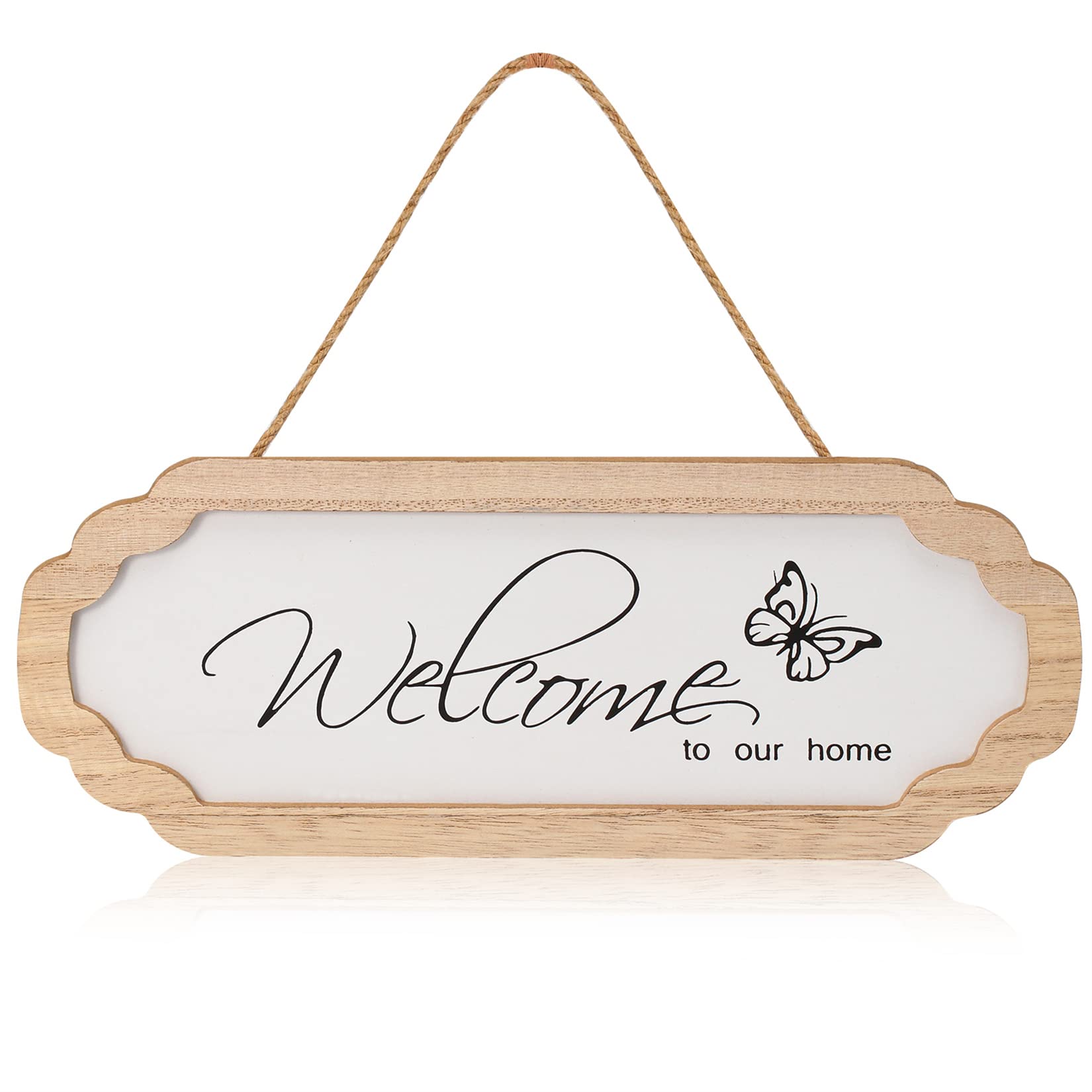 Welcome Sign for Front Door Wood Sign Decor Welcome to Our Home Wooden Door Hanger for Home Restaurant
