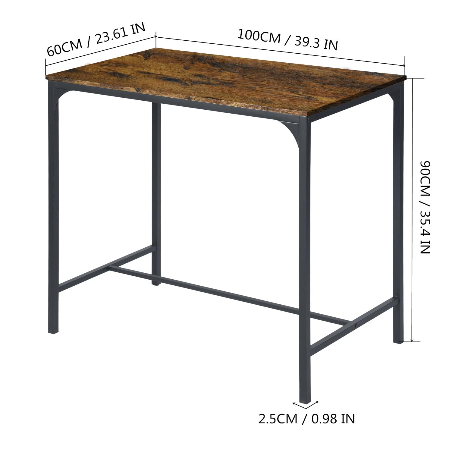 buybyroom Tavolo da bar con 4 sgabelli, Tavolo da pranzo, 100 x 60 x 90 cm, Design
