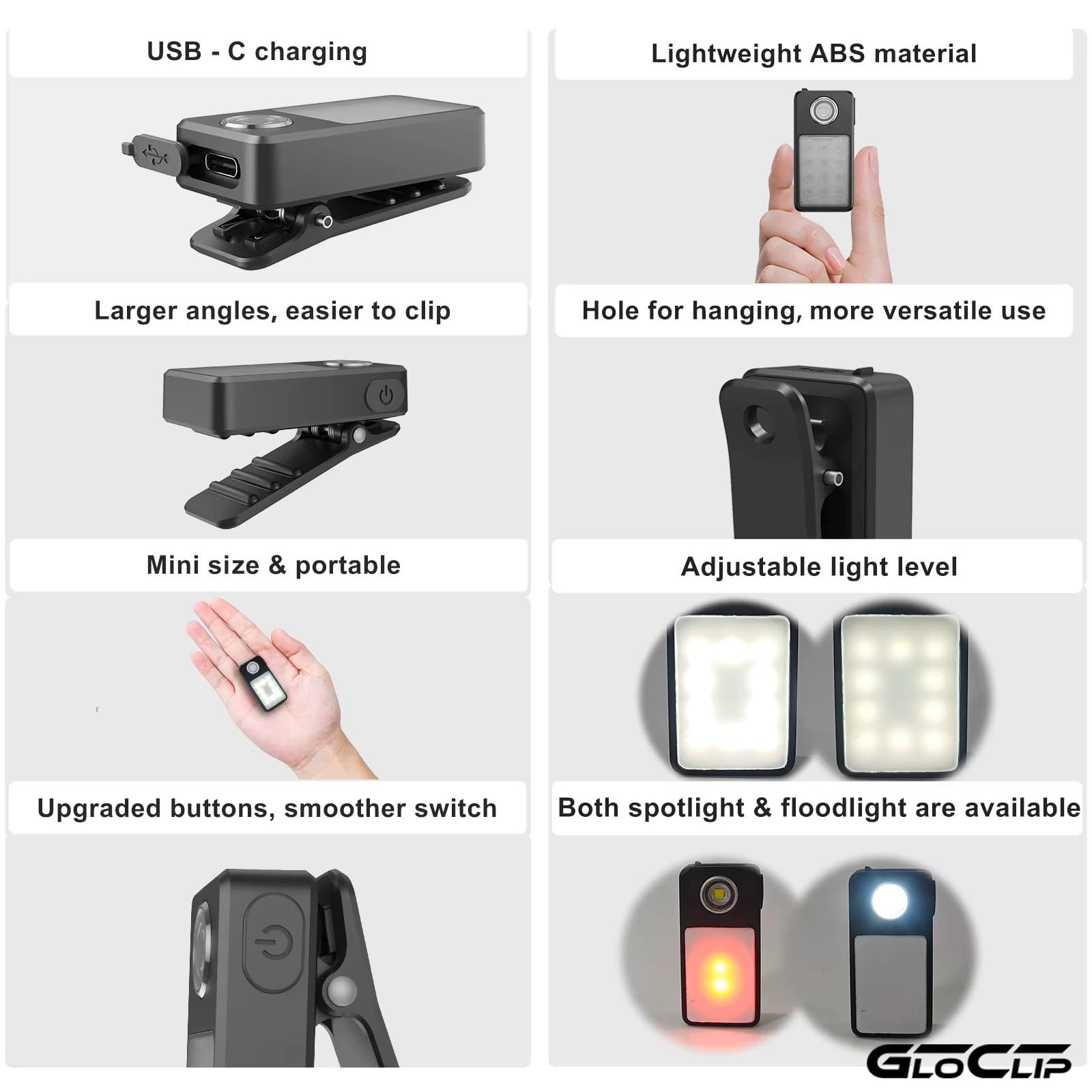 GloClip Clip on Light for Dog Walking DIY, Running, and Safety. The Mini LED Flashlight/Torch is Dimmable, USB-C Rechargeable - Image 3