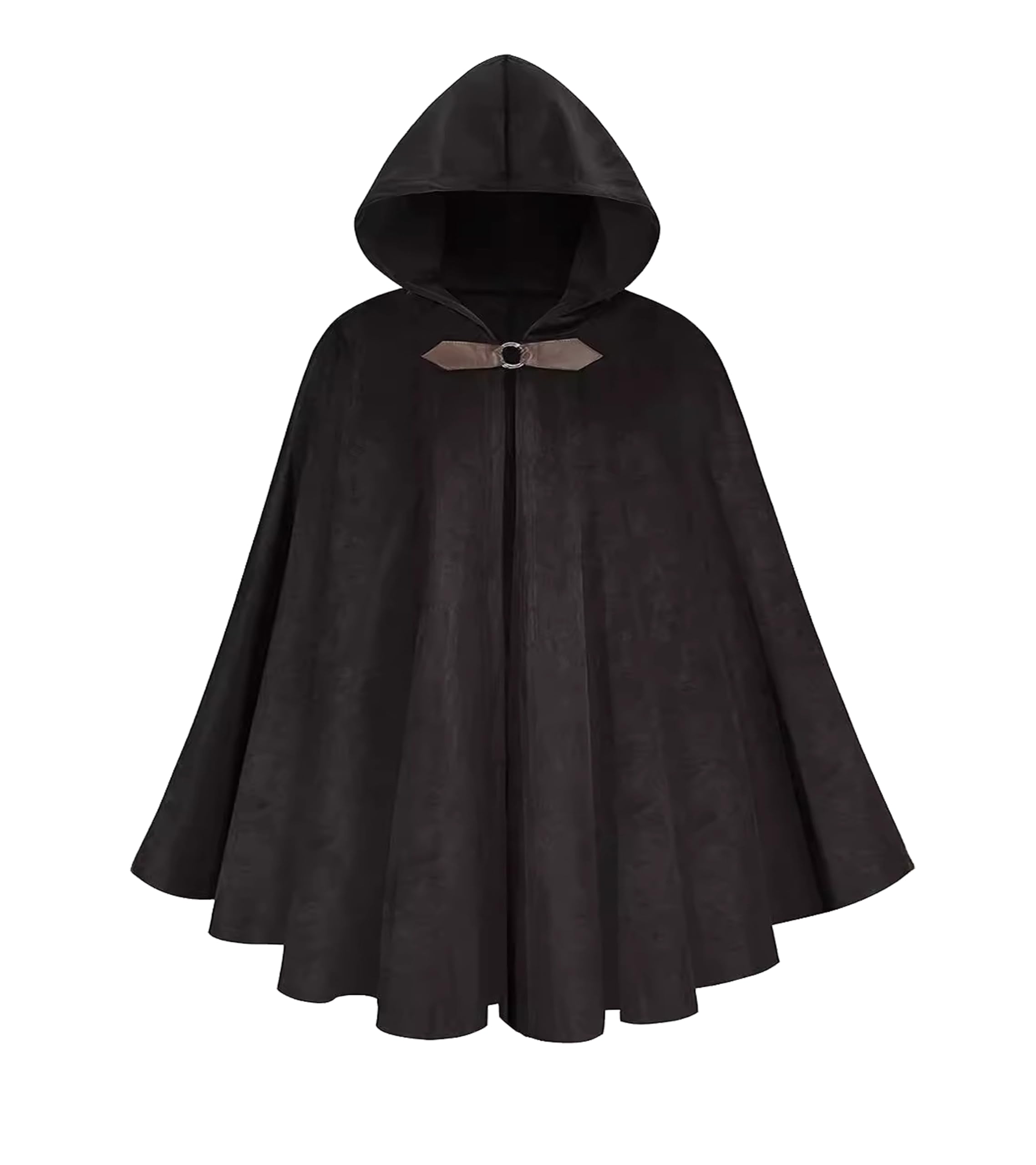 LIKPOJA Renaissance Hooded Cloak for Men Medieval Hobbit Halloween Costume Cape Victorian Capelet Velvet Gothic Halloween Costume(BlackB,130cm)
