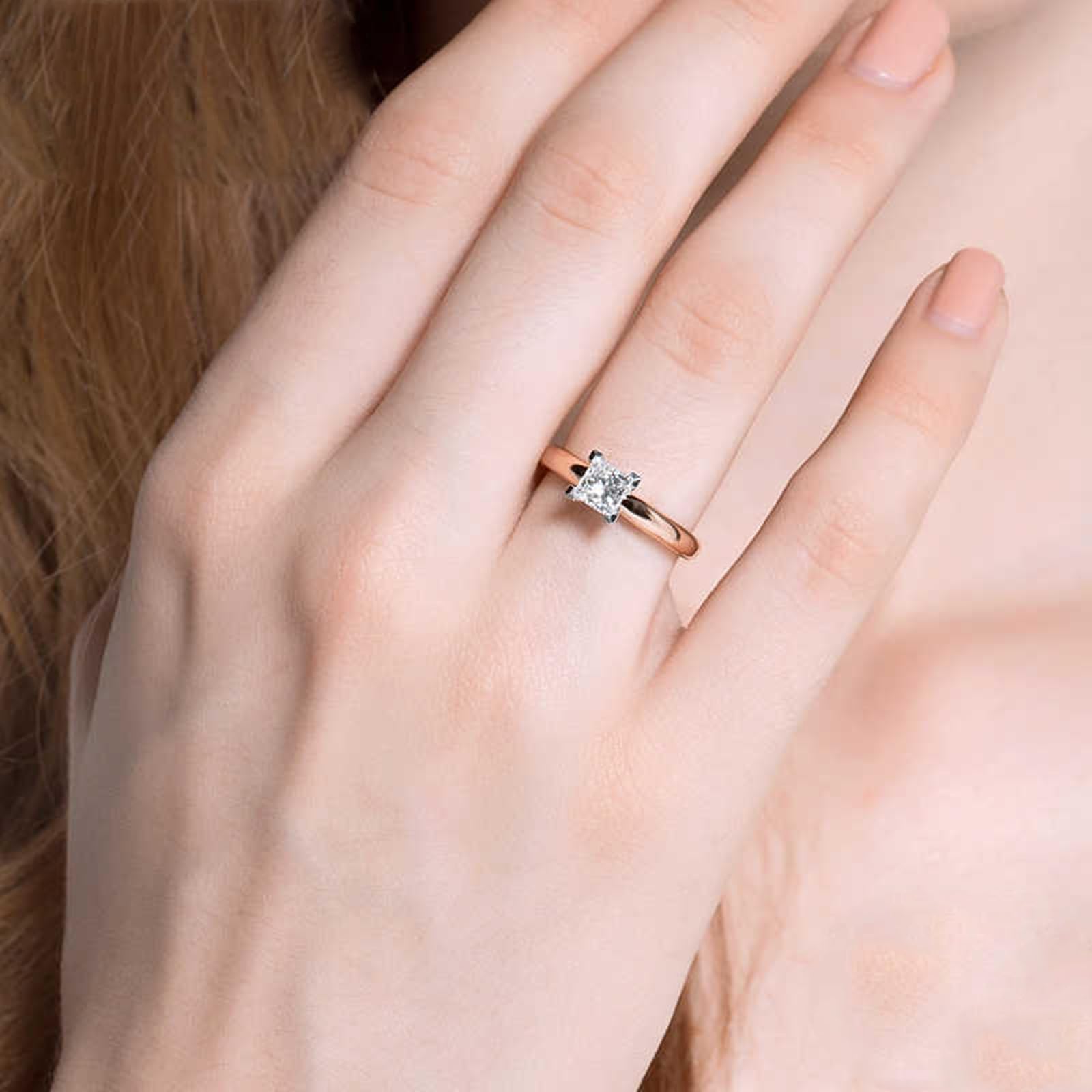 Anillo de oro rosa de 18 quilates, oro blanco y rosa con diamantes cultivados en laboratorio, alianzas de boda para mujer