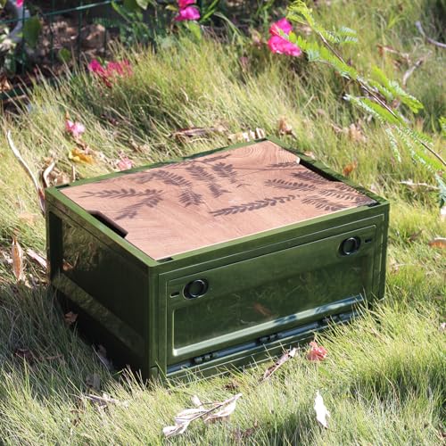 RMAN 2er Set Campingbox 38L Camping Zubehör Faltbar Kunststoff Aufbewahrungsbox mit Deckel mit 4 Rollen Campingschrank Kofferraum Organize für Reisen im Freien, Camping, Familie - Grün